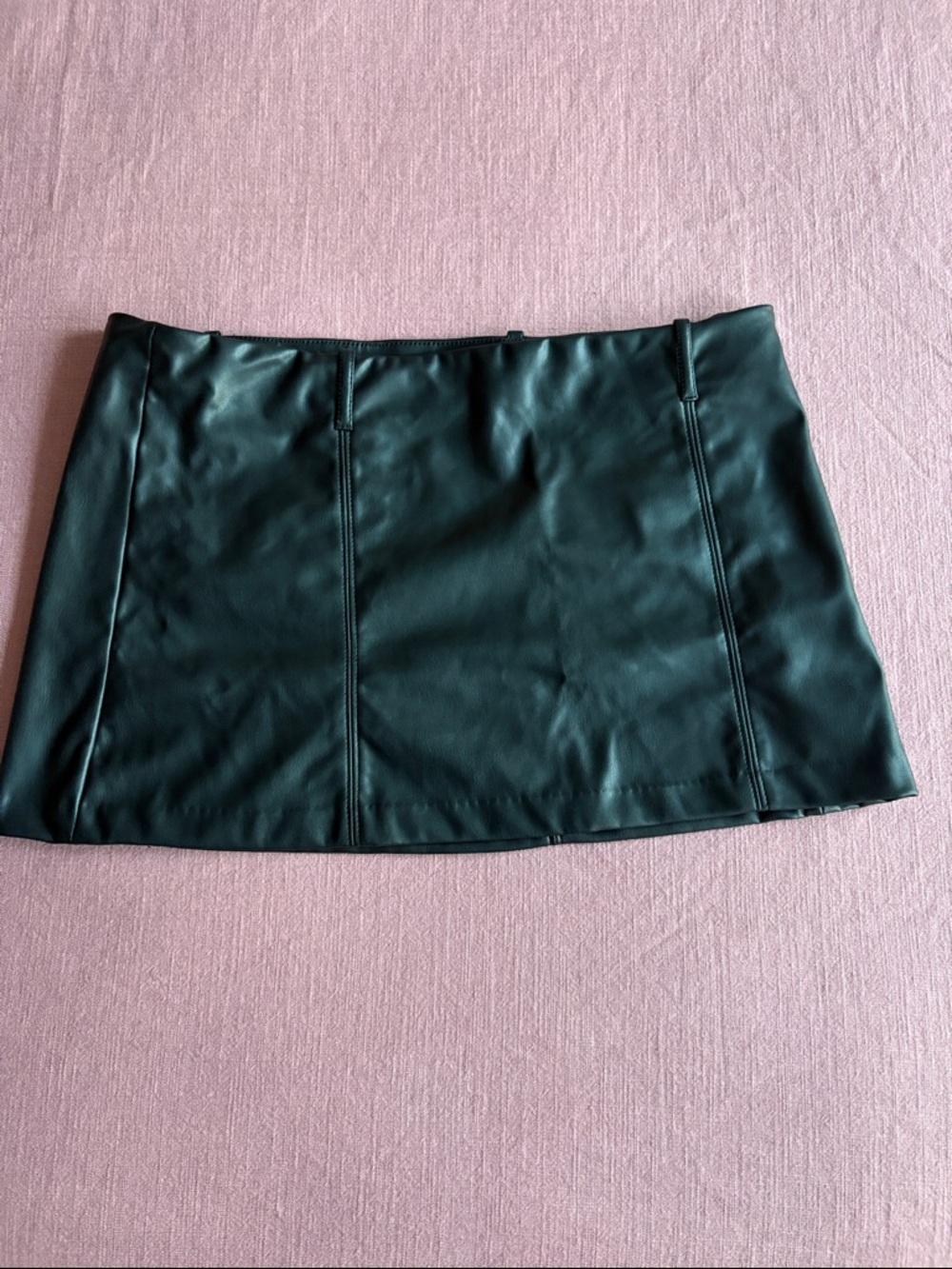 H&M Dark Green Faux Leather Mini Skirt
